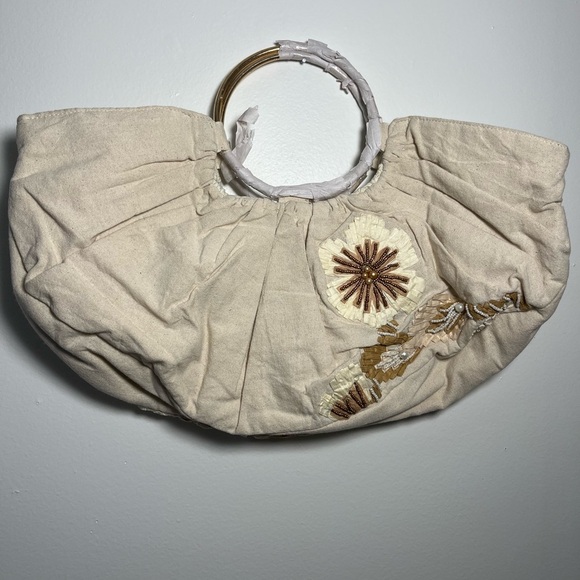 Anthropologie Beaded Raffia Satchel - Picture 2 of 7